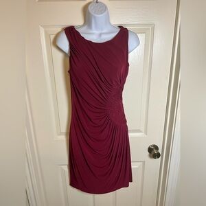 Boston Proper Rich Burgundy Gathered Midi Dress